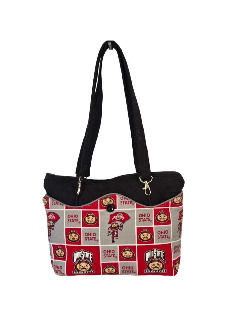 Ohio State Buckeyes Logo Quilted Tote Bag With Black Straps & Button Accent